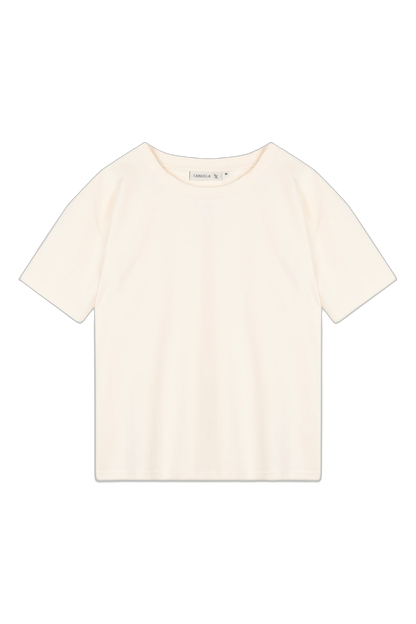 Kokosowy gładki t-shirt damski Helen bez nadruku, widok z przodu