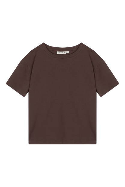 Czekoladowy gładki t-shirt do karmienia piersią Helen, widok z przodu